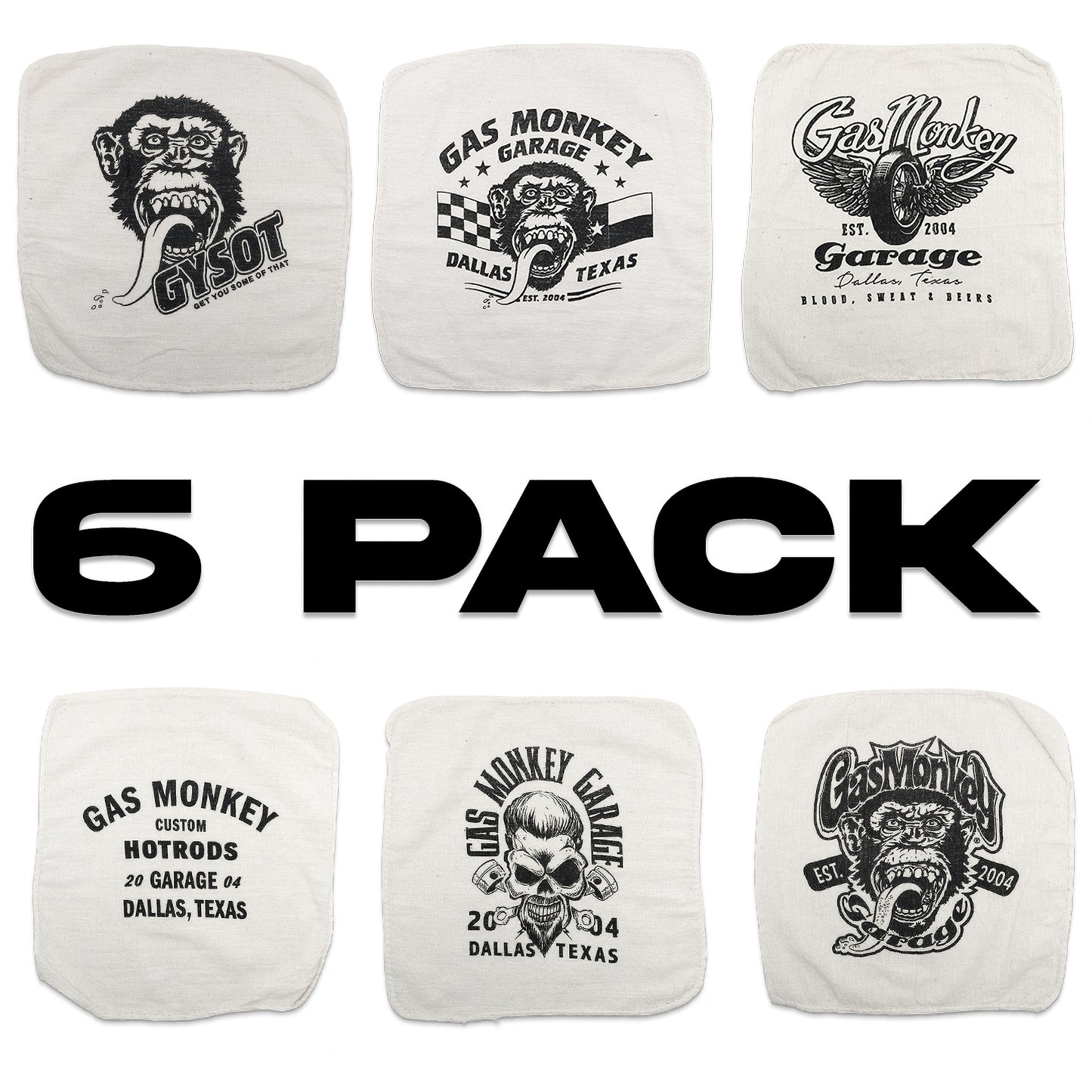 GMG White Shop Rag Bundle 6pk.