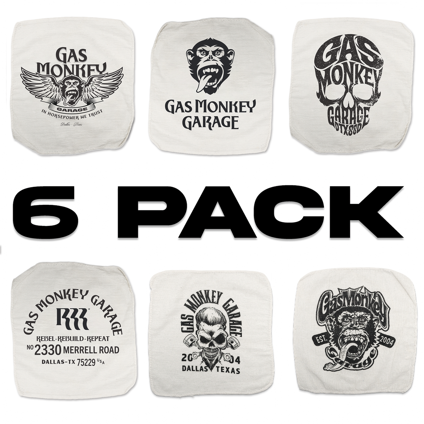 GMG White Shop Rag Bundle 6pk.