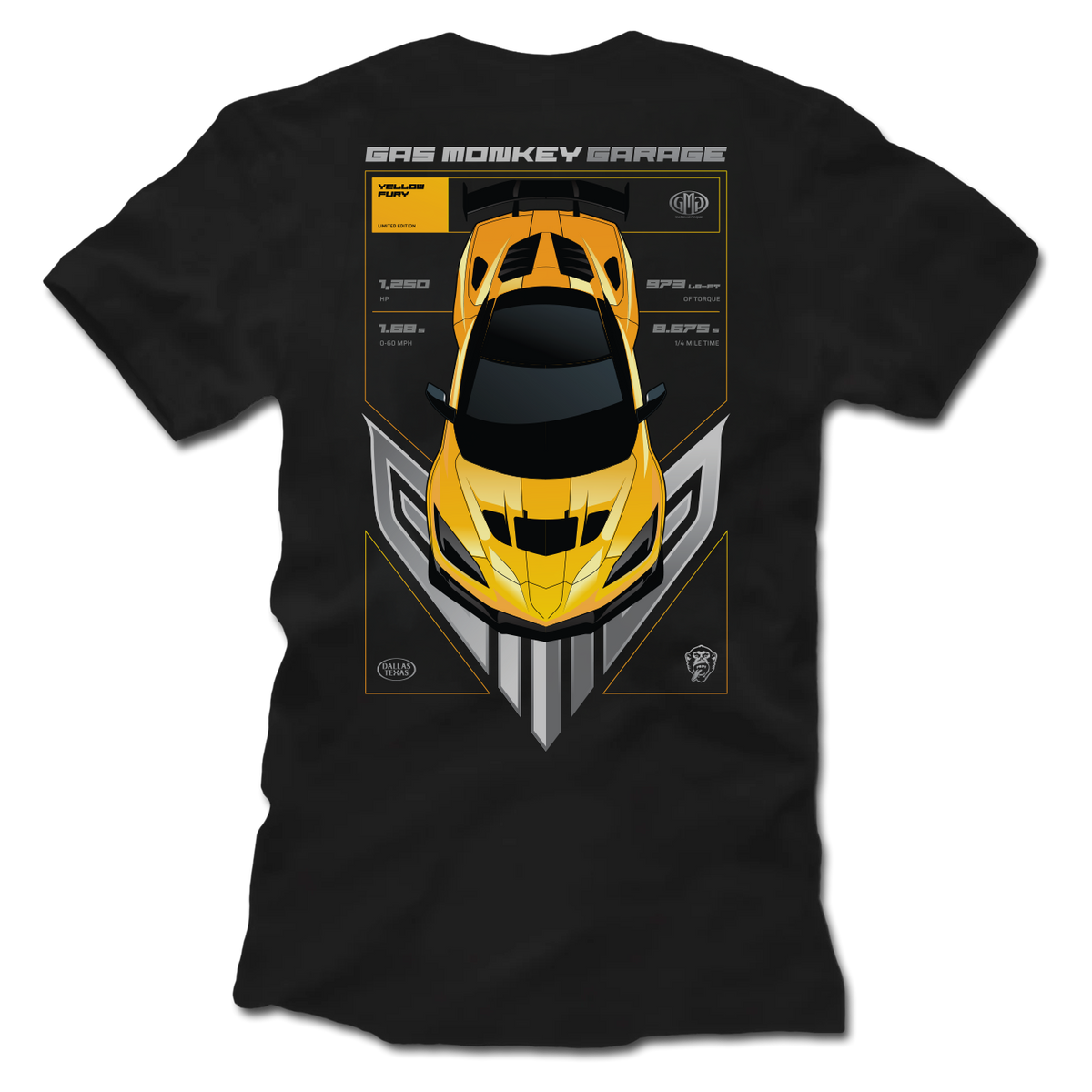GMG Yellow Fury Illustrated Tee - Back