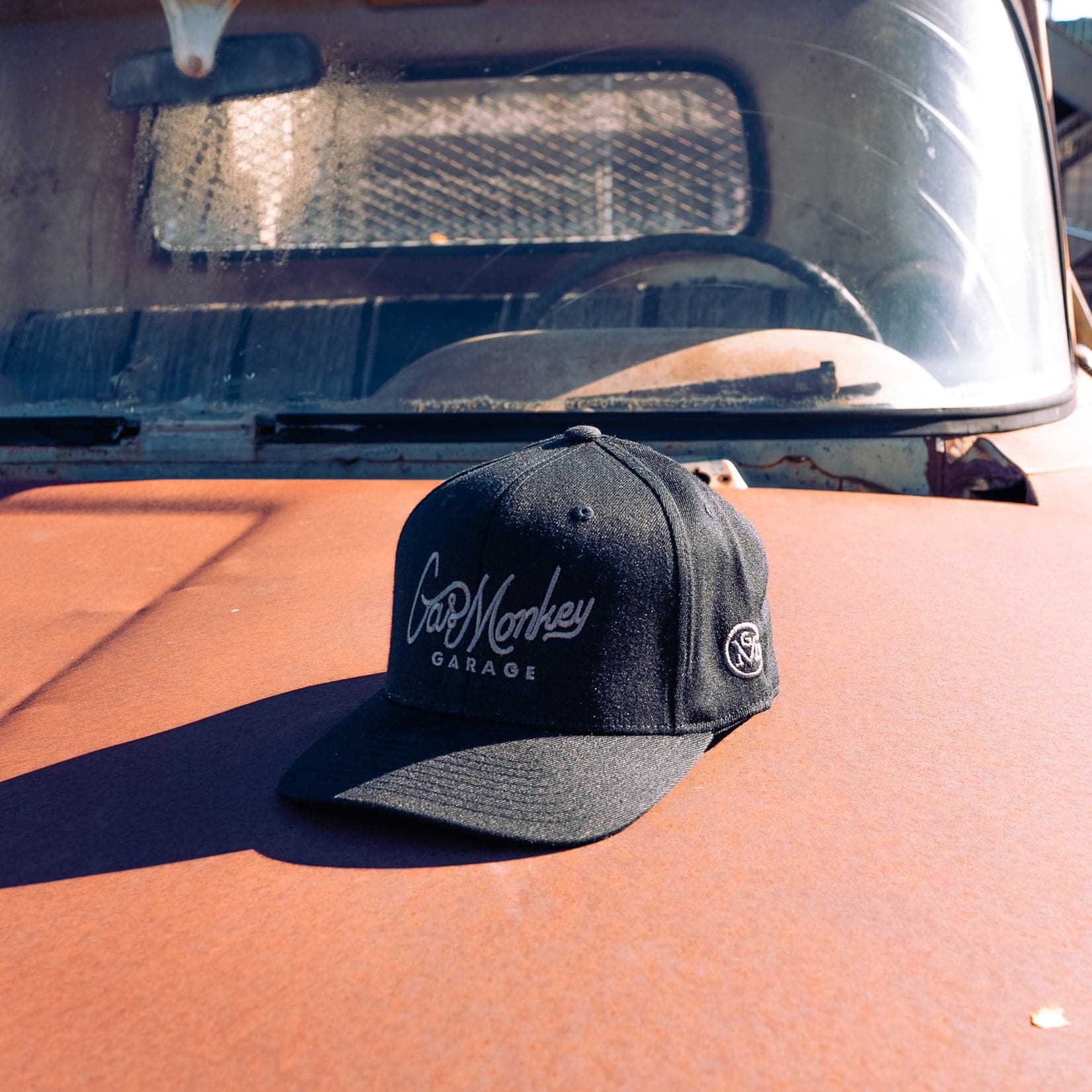 Pinstripe Flat Bill Hat - Black/Grey