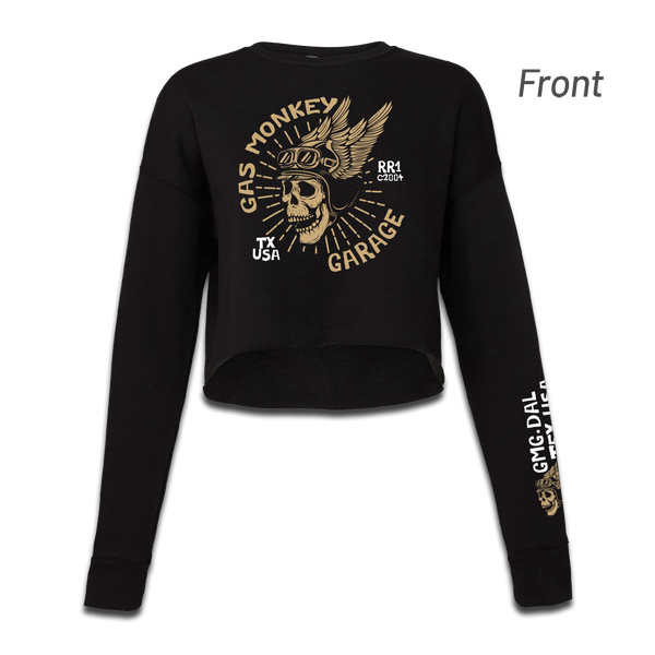 Ladies Cropped Skull Logo Long Sleeve Fleece